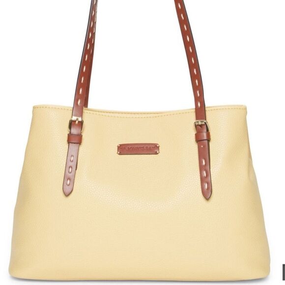 St. John’s Bay Pale Yellow Brown Westport Satchel Tote - Picture 1 of 15
